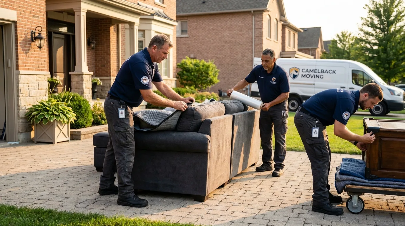 Large estate moving crew wrapping furniture in Alvord, TX